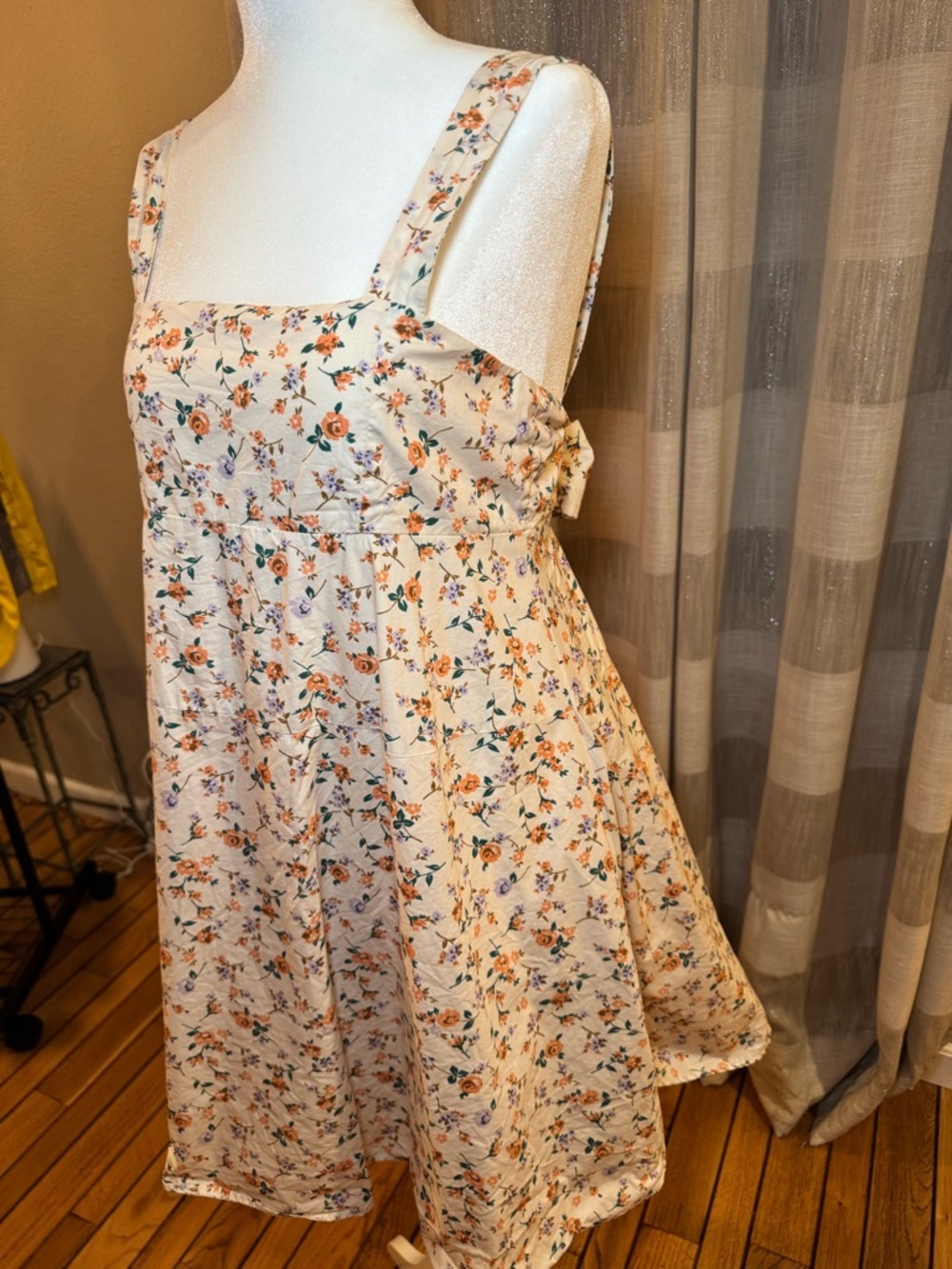 Altar'd State Cream Floral Sundress with Orange & Green Accents - Picture 3 of 9